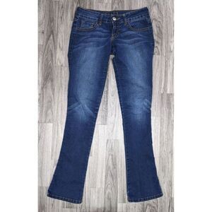 Rewind Womens Size 24 Whiskered Embroidered Denim Blue Jeans